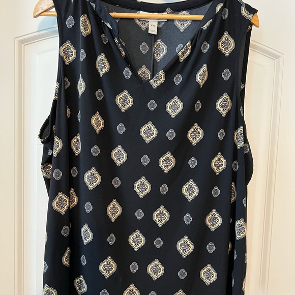 Dana Buchman Black and Gold Geometric Tank Top - Picture 1 of 3